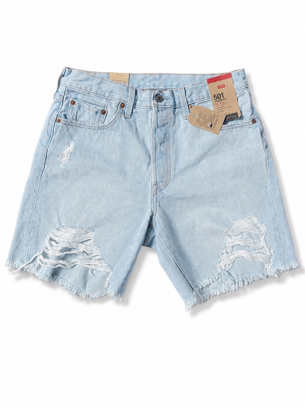 BNWT Levi's Light Blue Distressed Men’s Denim Shorts Sz 29